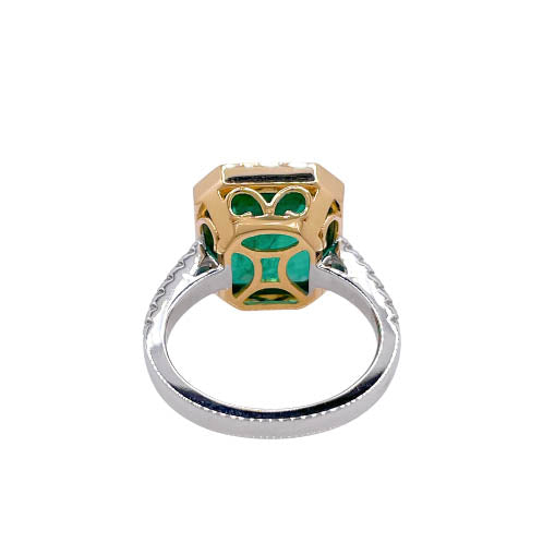 Jay Feder 18k Two Tone Gold Green Emerald and Diamond Solitaire Ring Online now