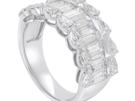 Jay Feder 18K White Gold Pear Baguette Diamonds Band Ring Online