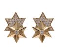 JAY FEDER 14K YELLOW GOLD DIAMOND DOUBLE STAR EARRINGS Online Sale