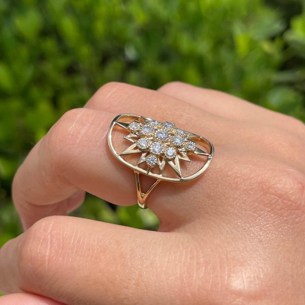 JAY FEDER 14K YELLOW GOLD DIAMOND STARBURST RING Online