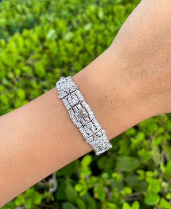 Jay Feder Platinum Art Deco Diamond Bracelet Supply