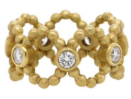 Suzy Landa 18k Yellow Gold Diamond Bead Bezel Eternity Band Online now