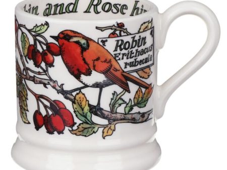 Birds In The Hedgerow Rose hip & Robin Half Pint Mug Fashion