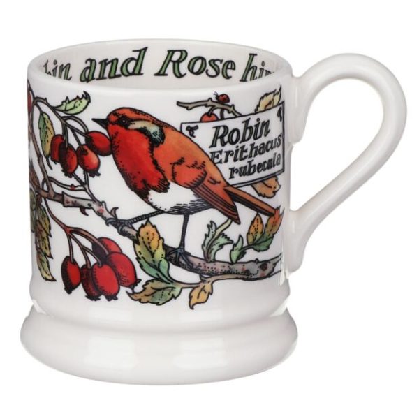 Birds In The Hedgerow Rose hip & Robin Half Pint Mug Fashion