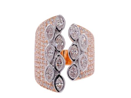 Jay Feder 18k Two Tone Gold Diamond Cocktail Ring For Sale