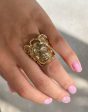 Jay Feder 18K Yellow Gold Versace-Style Face Ring For Cheap