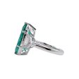 Jay Feder 18k White Gold Green Emerald and Diamond Three-stone Ring Online