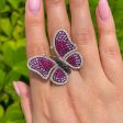 Jay Feder 18k Rose Gold Ruby Pink Sapphire and Diamond Butterfly Ring Sale