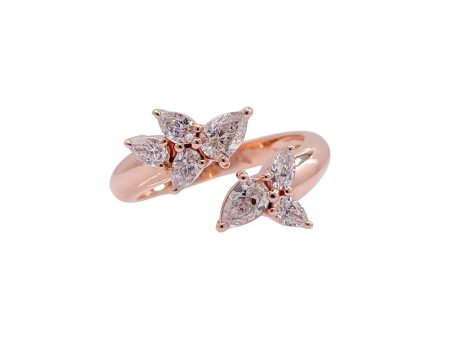 Jay Feder 18k Rose Gold Diamond Crossover Wrap Ring Fashion