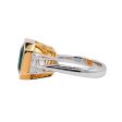 Jay Feder 18k Two Tone Gold Green Emerald and Diamond Three Stone Ring Supply