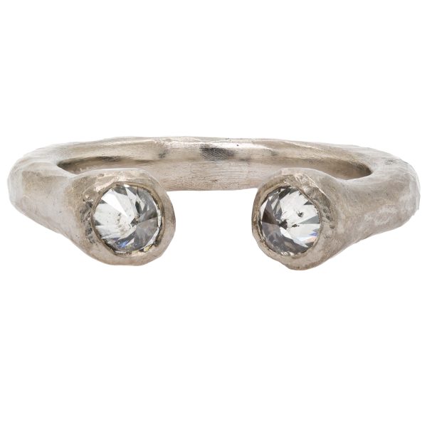 Todd Pownell Palladium Hammered Shank Inverted Diamond Ring Hot on Sale