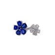 Jay Feder 18k White Gold Diamond Sapphire Flower Cluster Crossover Ring Hot on Sale