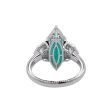 Jay Feder 18k White Gold Green Emerald and Diamond Three-stone Ring Online