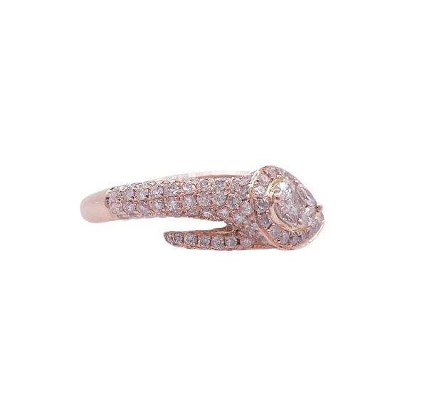 JAY FEDER 14K ROSE GOLD DIAMOND PEAR HALO RING Hot on Sale