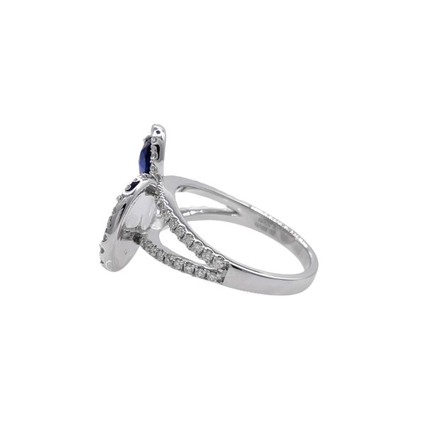 JAY FEDER 18K WHITE GOLD DIAMOND SAPPHIRE 3 STONE HALO RING Online