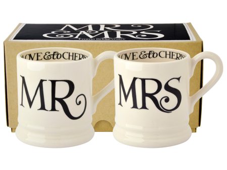 Black Toast Mr & Mrs 2 x 1 2 Pt Mugs Boxed Cheap