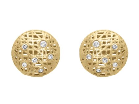 Yossi Harari 18K Yellow Gold Diamond Mini Lace Stud Earrings Supply