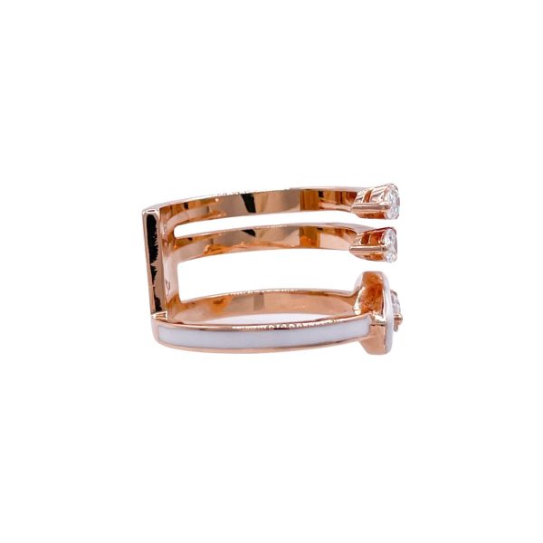 JAY FEDER 18K ROSE GOLD DIAMOND WHITE ENAMEL 3 ROW RING Online