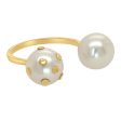 Nektar de Stagni 14K Yellow Gold Double Pearl Ring Gold Dots Ring Hot on Sale