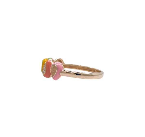 JAY FEDER 14K YELLOW GOLD DIAMOND MULTI COLORED ENAMEL BAND RING For Discount