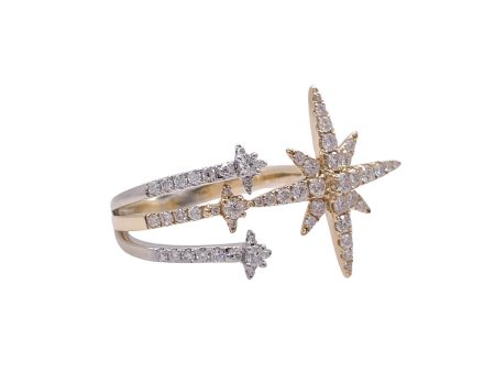 Jay Feder 14k Two Tone Gold Diamond Shooting Star ring For Sale