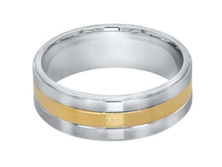 Jay Feder 14K Two Tone Gold Brushed Gents 7mm Wedding Band Supply