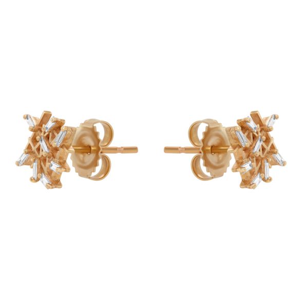 Suzanne Kalan 18K Rose Gold Baguette Diamond Post Earrings For Discount