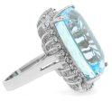 Jay Feder 14K White Gold diamond Aquamarine Ring Sale