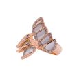 Jay Feder 18k Rose Gold Diamond White Enamel Crossover Wrap Ring For Sale