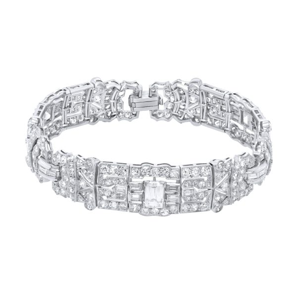 Jay Feder Platinum Art Deco Diamond Bracelet Supply