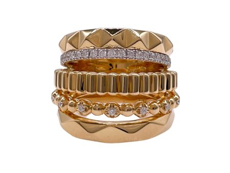 SOFRAGEM 18K YELLOW GOLD DIAMOND 5 ROW BAND RING Online Hot Sale