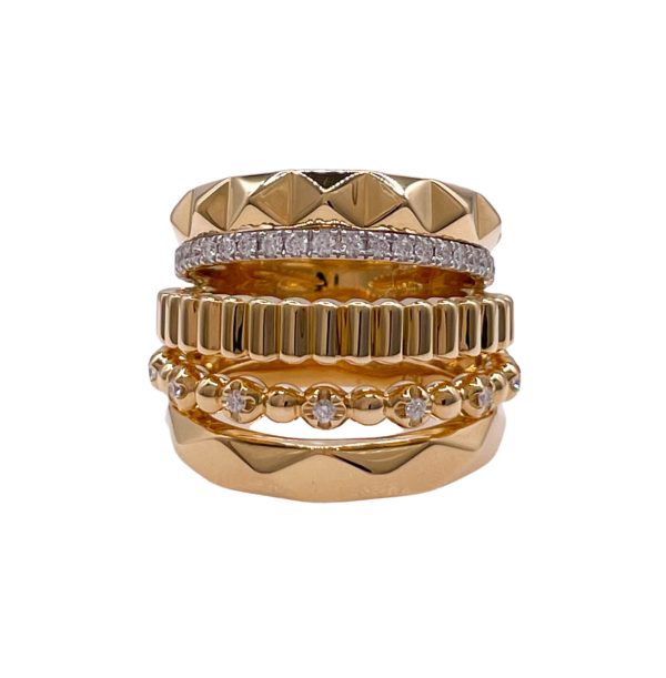 SOFRAGEM 18K YELLOW GOLD DIAMOND 5 ROW BAND RING Online Hot Sale