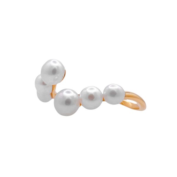 Jay Feder 18k Yellow Gold Pearl Crossover Ring Cheap