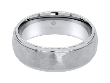 Jay Feder Tungsten Hammered Center Beveled Polished Edge Ring Hot on Sale