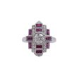 JAY FEDER 18K WHITE GOLD DIAMOND RUBY DECO RING Supply