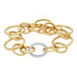 Jay Feder 14 Yellow Gold & White Gold Diamond Circle Link Bracelet on Sale