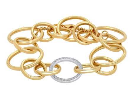 Jay Feder 14 Yellow Gold & White Gold Diamond Circle Link Bracelet on Sale