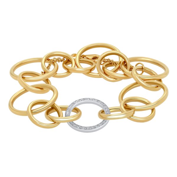 Jay Feder 14 Yellow Gold & White Gold Diamond Circle Link Bracelet on Sale