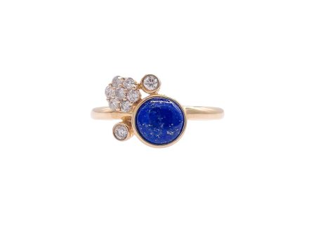 JAY FEDER 14K YELLOW GOLD LAPIS LAZULI DIAMOND RING Discount