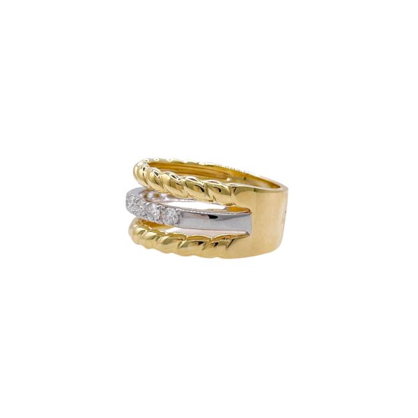 JAY FEDER 14K TWO TONE GOLD DIAMOND BRAIDED BAND RING For Cheap