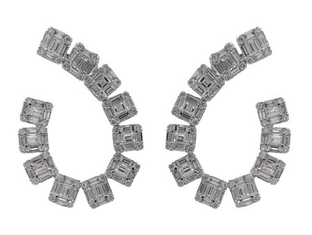 JAY FEDER 18K WHITE GOLD DIAMOND EARRINGS Fashion