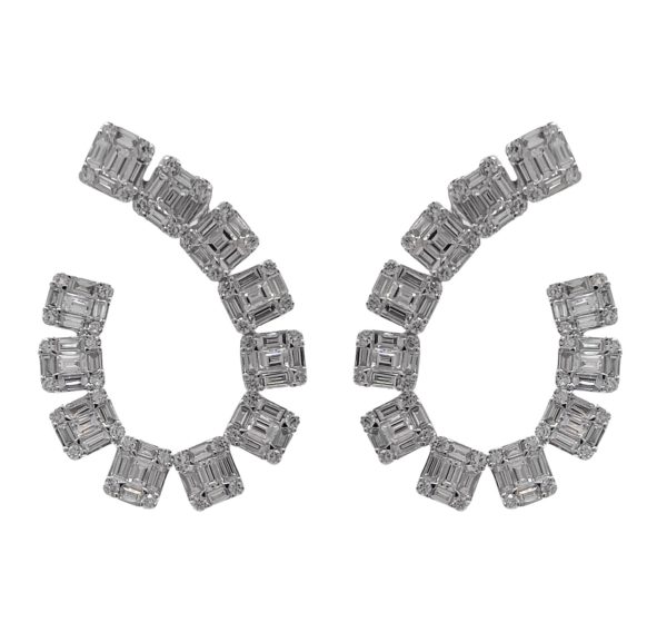 JAY FEDER 18K WHITE GOLD DIAMOND EARRINGS Fashion