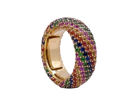 JAY FEDER 18K YELLOW GOLD MULTICOLOR STONE RING Online Sale