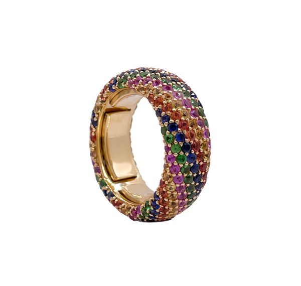 JAY FEDER 18K YELLOW GOLD MULTICOLOR STONE RING Online Sale