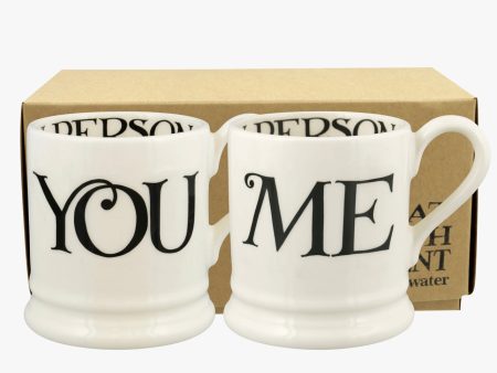 Black Toast You & Me Set Of 2 1 2 Pint Mugs Sale