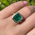 Jay Feder 18k Two Tone Gold Green Emerald and Diamond Solitaire Ring Online now