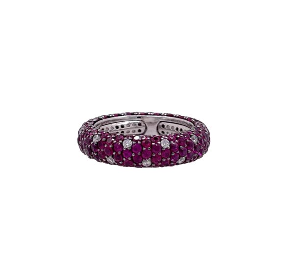 JAY FEDER 18K WHITE GOLD RUBY WEDDING BAND RING Online Hot Sale