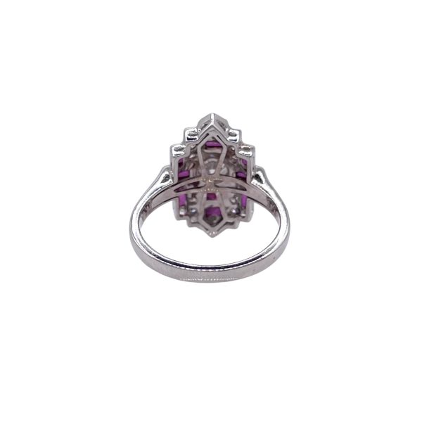 JAY FEDER 18K WHITE GOLD DIAMOND RUBY DECO RING Supply