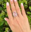 Jay Feder 18K White Gold Pink Quartz Cabochon Diamond Ring Online Hot Sale