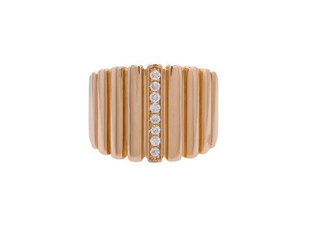 Jay Feder 14k Yellow Gold Diamond Pleated Band Ring For Discount